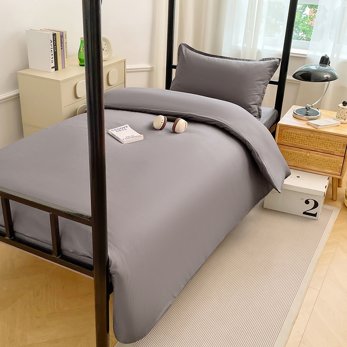 91家纺网 家纺一手货源 找家纺 锦润家纺 2025新款13372全棉纯棉学生宿舍上下铺三件套和六件套 银灰色