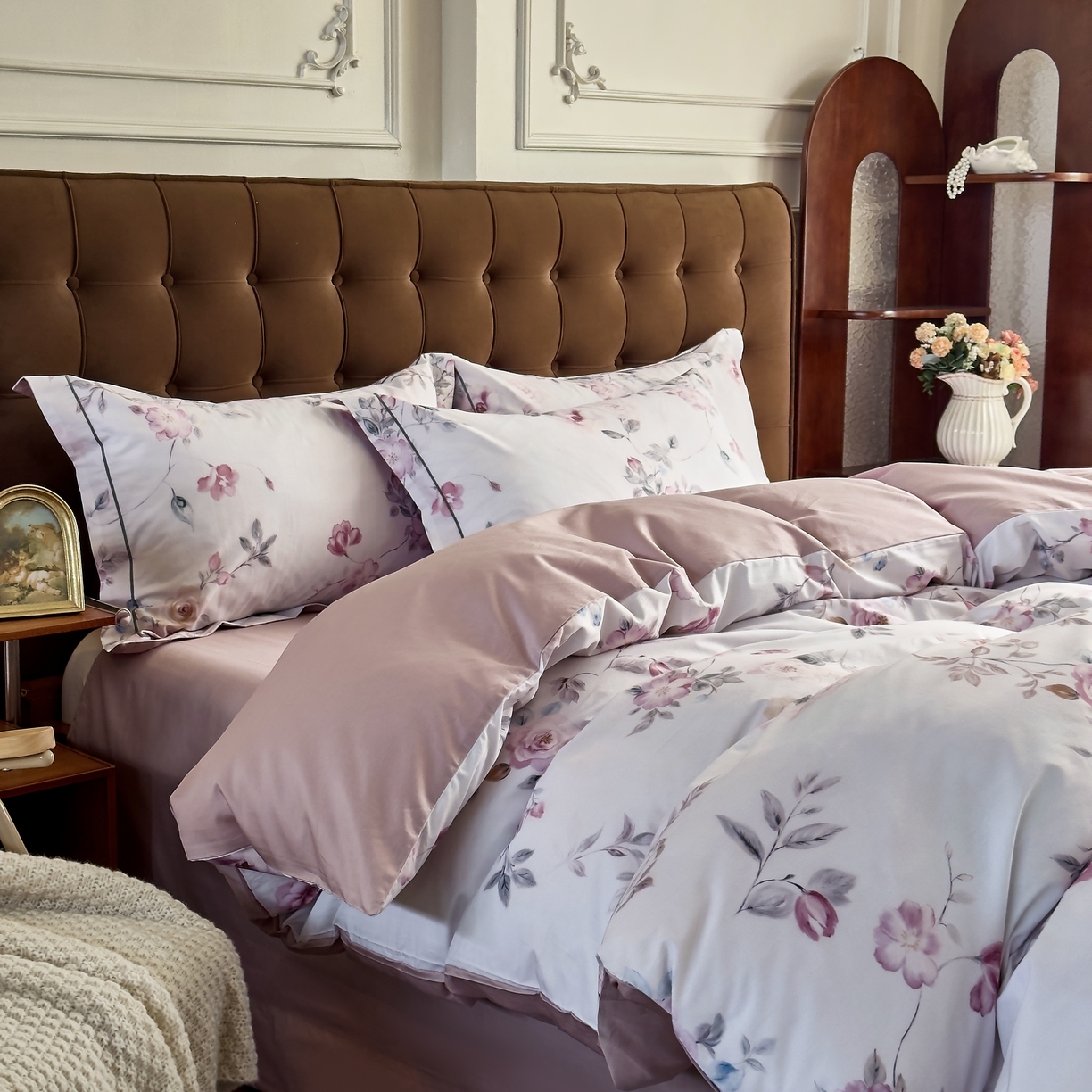 91家纺网 家纺一手货源 找家纺 由丽家纺 2025新款亲肤舒适全棉纯棉臻棉数码印花四件套系列 沐恩-绿