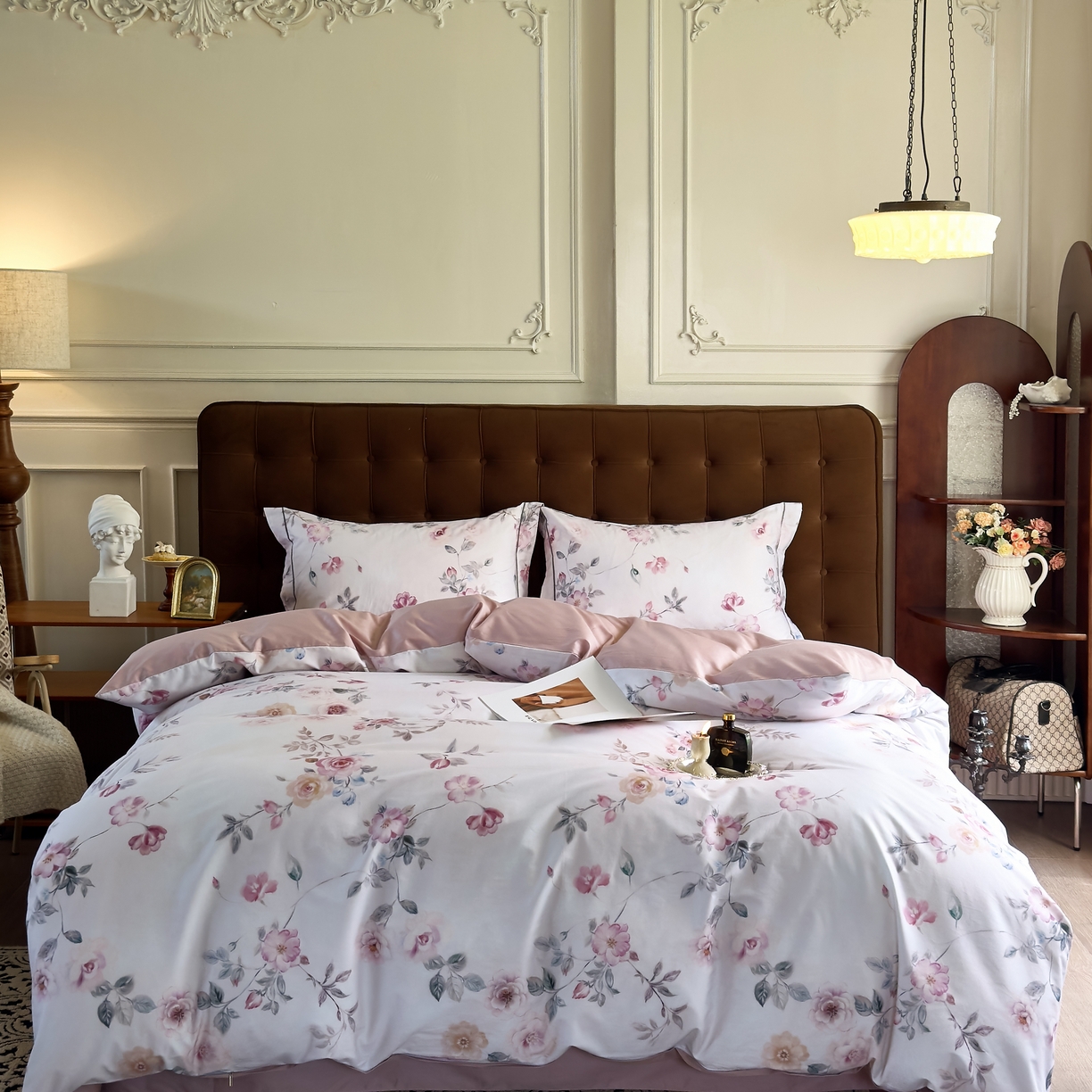 91家纺网 家纺一手货源 找家纺 由丽家纺 2025新款亲肤舒适全棉纯棉臻棉数码印花四件套系列 沐恩-绿