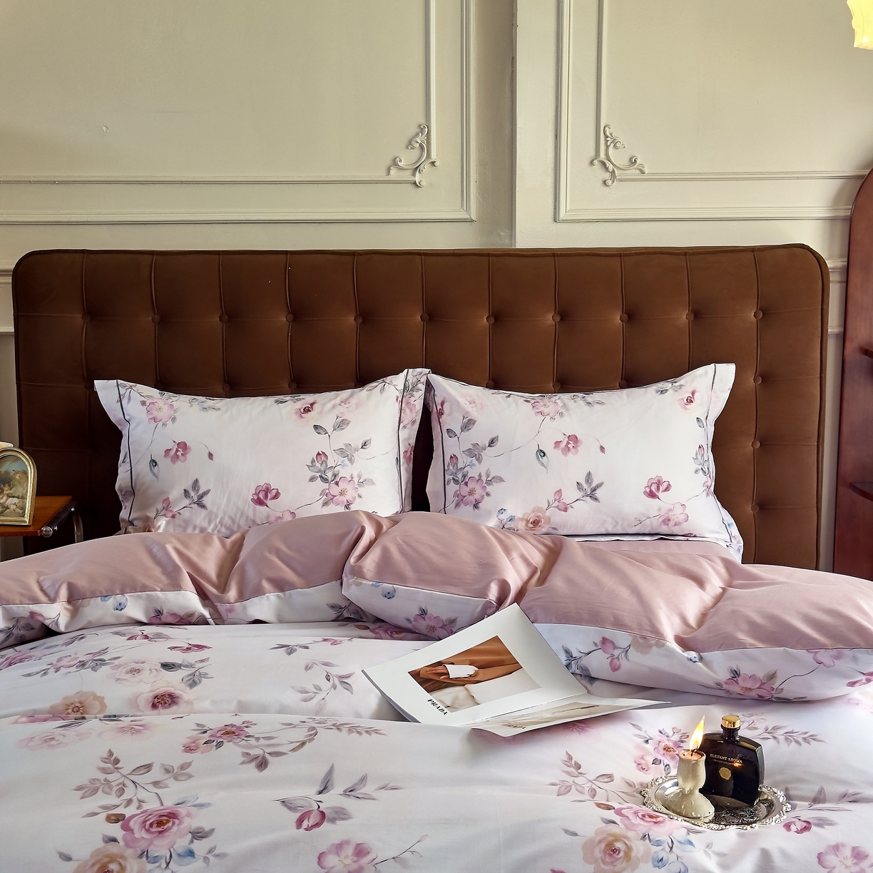 91家纺网 家纺一手货源 找家纺 由丽家纺 2025新款亲肤舒适全棉纯棉臻棉数码印花四件套系列 沐恩-绿