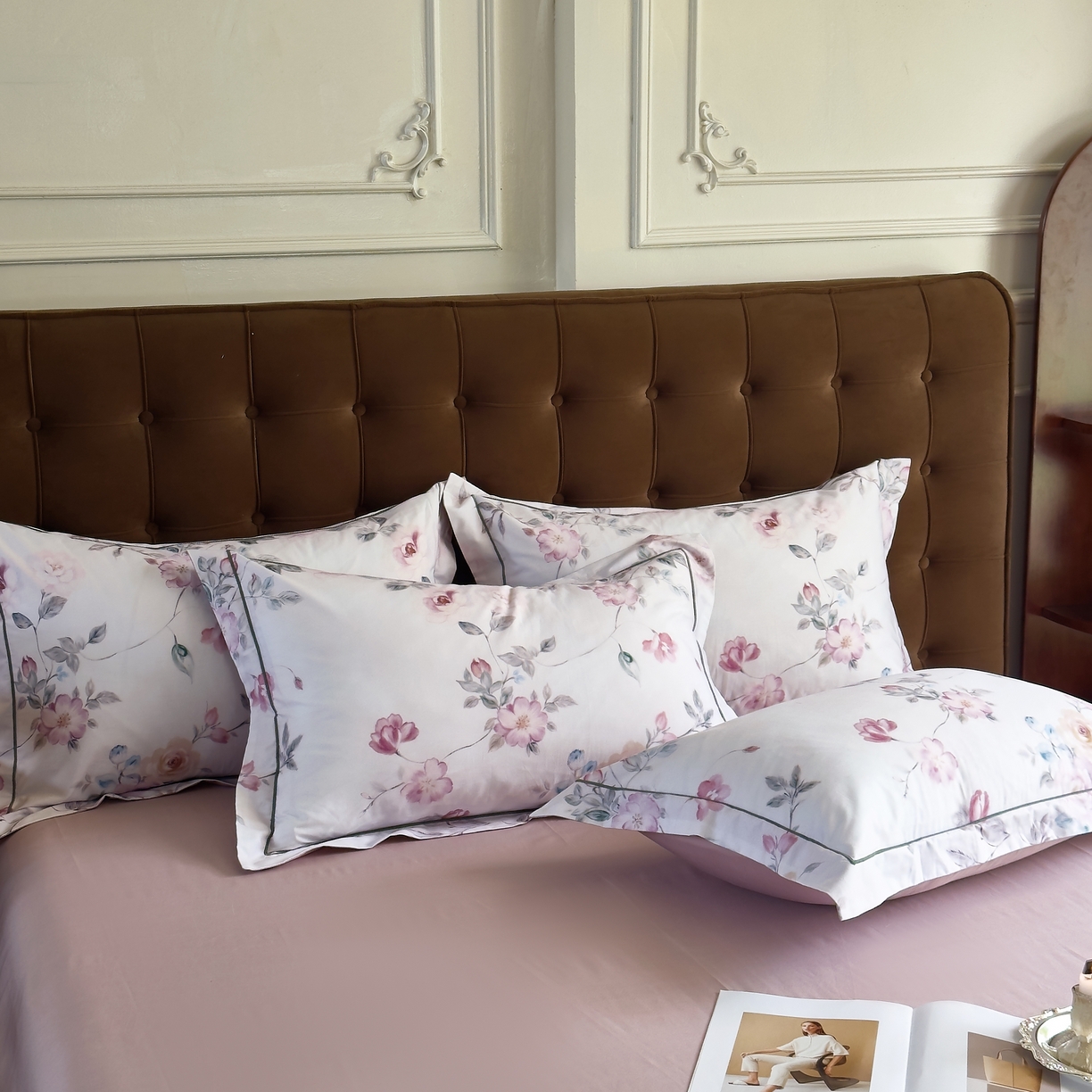 91家纺网 家纺一手货源 找家纺 由丽家纺 2025新款亲肤舒适全棉纯棉臻棉数码印花四件套系列 沐恩-绿