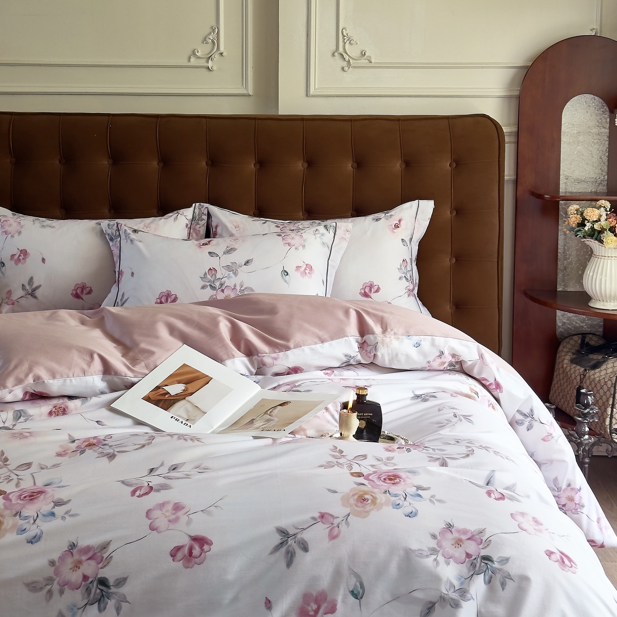 91家纺网 家纺一手货源 找家纺 由丽家纺 2025新款亲肤舒适全棉纯棉臻棉数码印花四件套系列 沐恩-绿