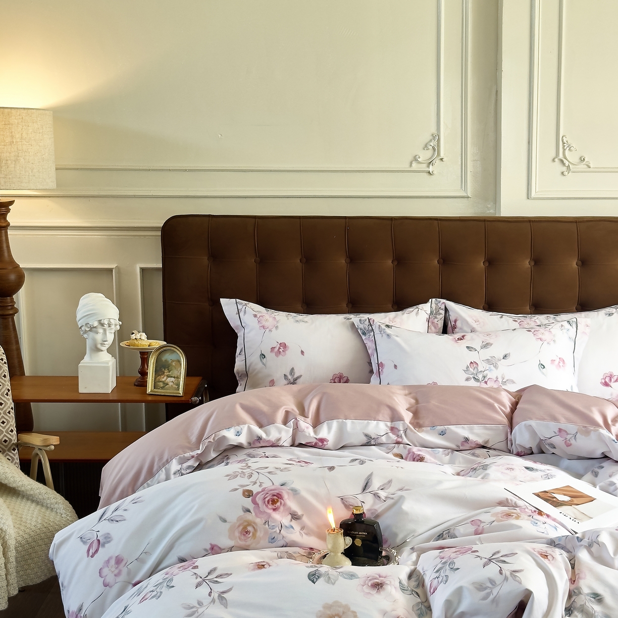 91家纺网 家纺一手货源 找家纺 由丽家纺 2025新款亲肤舒适全棉纯棉臻棉数码印花四件套系列 沐恩-绿