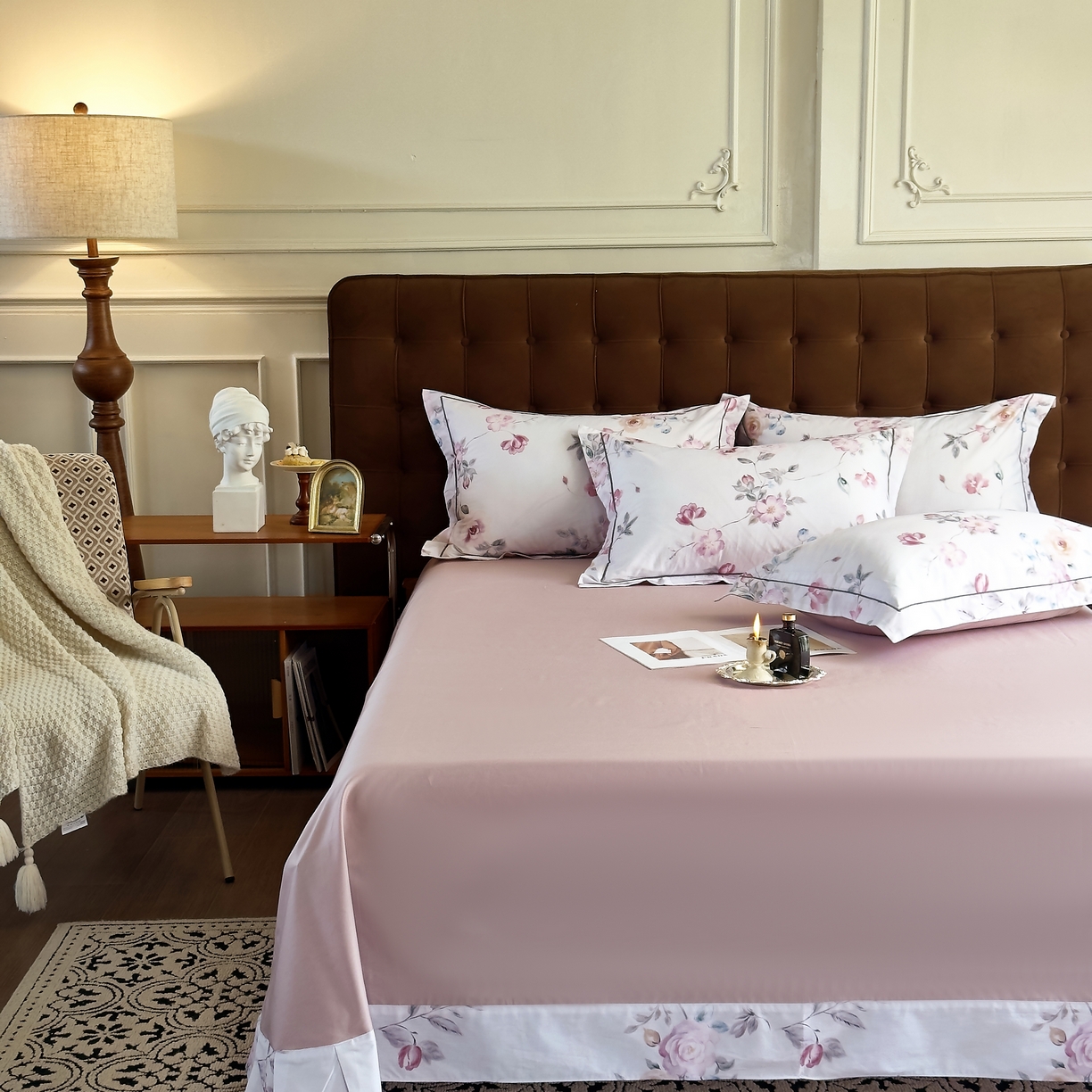 91家纺网 家纺一手货源 找家纺 由丽家纺 2025新款亲肤舒适全棉纯棉臻棉数码印花四件套系列 沐恩-绿