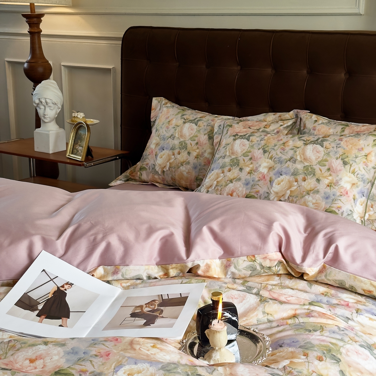 91家纺网 家纺一手货源 找家纺 由丽家纺 2025新款亲肤舒适全棉纯棉臻棉数码印花四件套系列 野玫瑰-紫