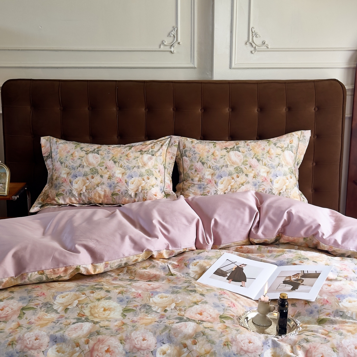 91家纺网 家纺一手货源 找家纺 由丽家纺 2025新款亲肤舒适全棉纯棉臻棉数码印花四件套系列 野玫瑰-紫