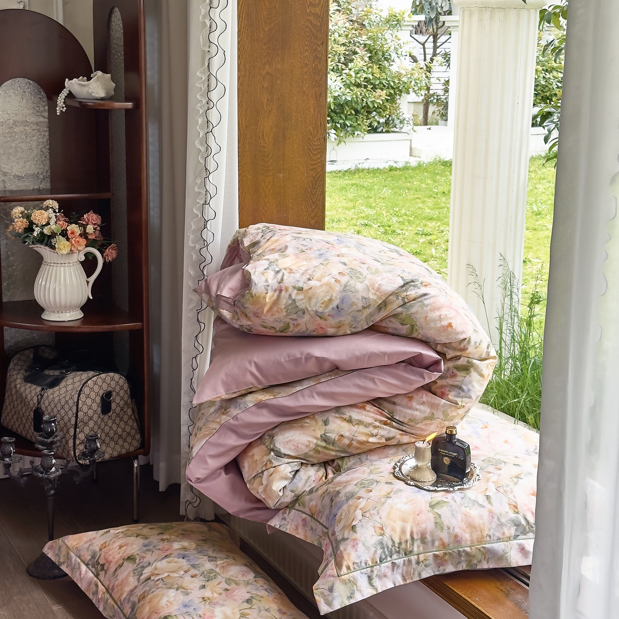 91家纺网 家纺一手货源 找家纺 由丽家纺 2025新款亲肤舒适全棉纯棉臻棉数码印花四件套系列 野玫瑰-紫