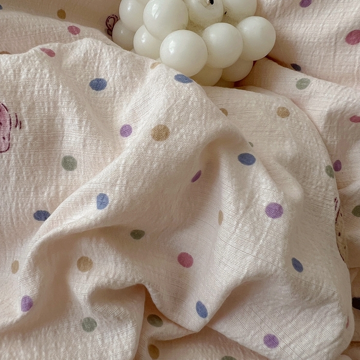 91家纺网 家纺一手货源 找家纺 美梦家纺2025新款皱皱纱花边被套床盖四件套 点点莓果