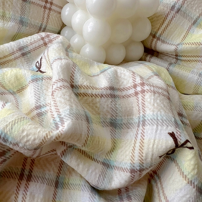 91家纺网 家纺一手货源 找家纺 美梦家纺2025新款皱皱纱花边被套床盖四件套 格调蝴蝶结