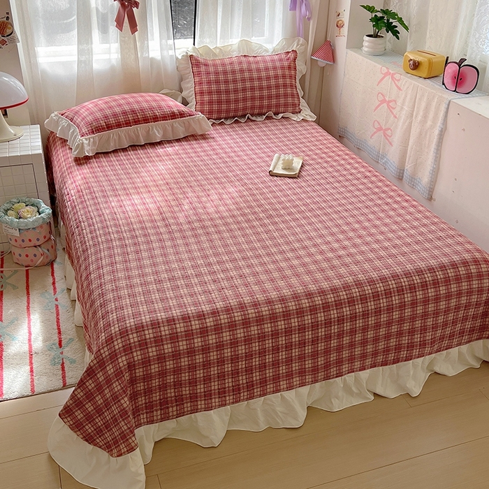 91家纺网 家纺一手货源 找家纺 美梦家纺2025新款皱皱纱花边被套床盖四件套 圣诞树