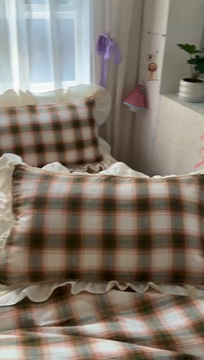 91家纺网 家纺一手货源 找家纺 美梦家纺2025新款皱皱纱花边被套床盖四件套 葵野