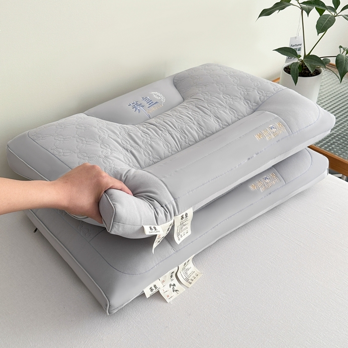 91家纺网 家纺一手货源 找家纺 橘夏2025新款水洗荞麦枕头枕芯 灰一只