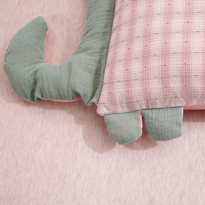 91家纺网 家纺一手货源 找家纺 珍贝2025新款全棉水洗棉儿童学生枕荞麦枕 酣睡象-粉色30*35一只