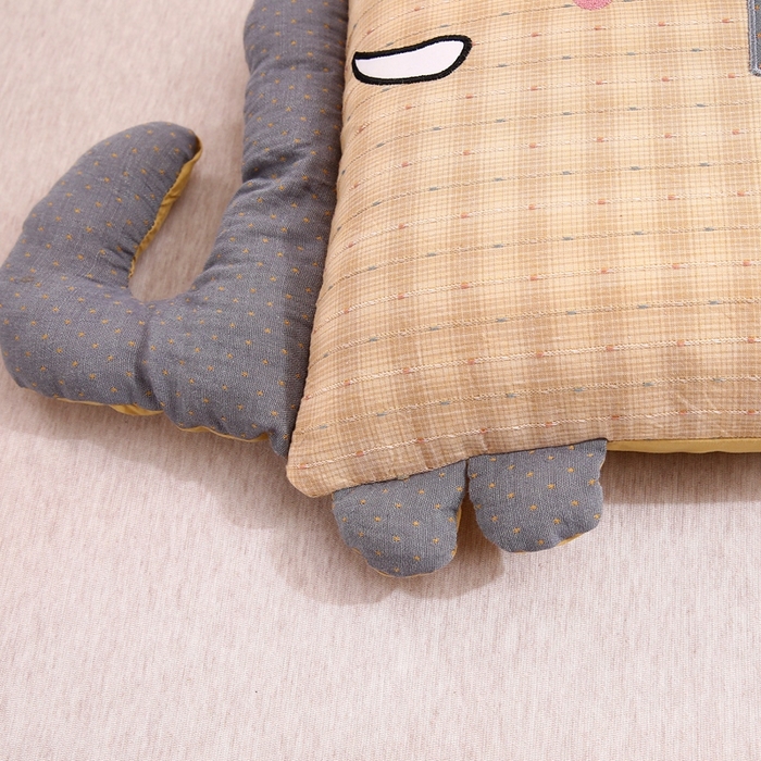 91家纺网 家纺一手货源 找家纺 珍贝2025新款全棉水洗棉儿童学生枕荞麦枕 酣睡象-黄色30*35一只