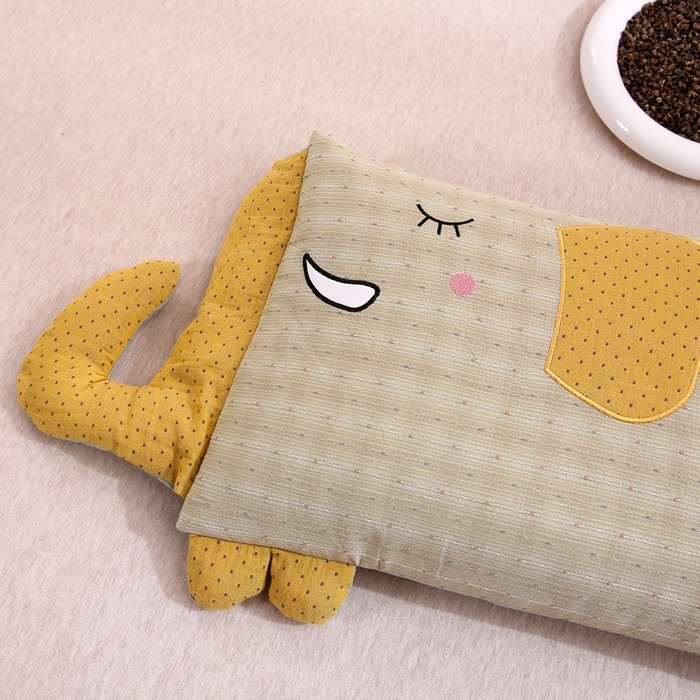 91家纺网 家纺一手货源 找家纺 珍贝2025新款全棉水洗棉儿童学生枕荞麦枕 酣睡象-绿色30*35一只