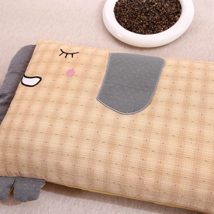 91家纺网 家纺一手货源 找家纺 珍贝2025新款全棉水洗棉儿童学生枕荞麦枕 酣睡象-黄色30*35一对