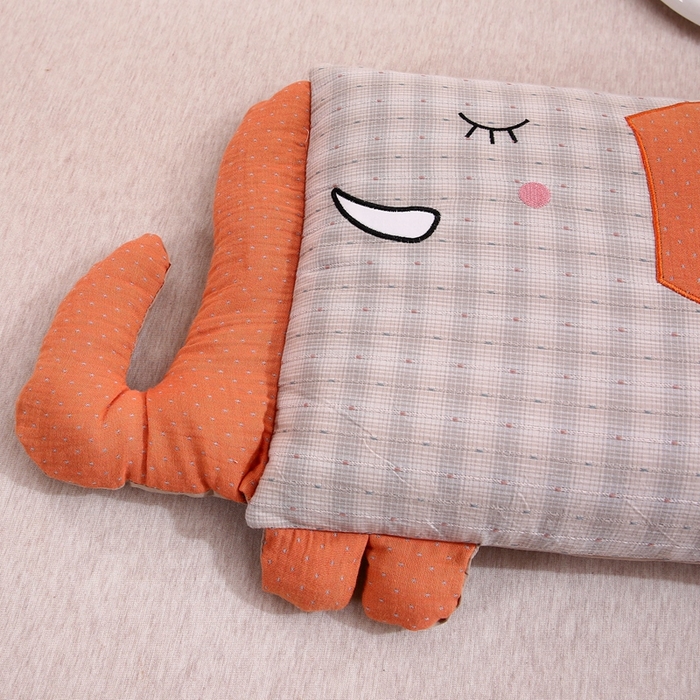 91家纺网 家纺一手货源 找家纺 珍贝2025新款全棉水洗棉儿童学生枕荞麦枕 酣睡象-灰色30*35一对