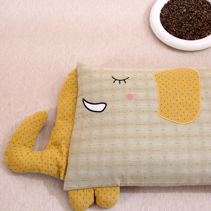 91家纺网 家纺一手货源 找家纺 珍贝2025新款全棉水洗棉儿童学生枕荞麦枕 酣睡象-绿色30*35一对