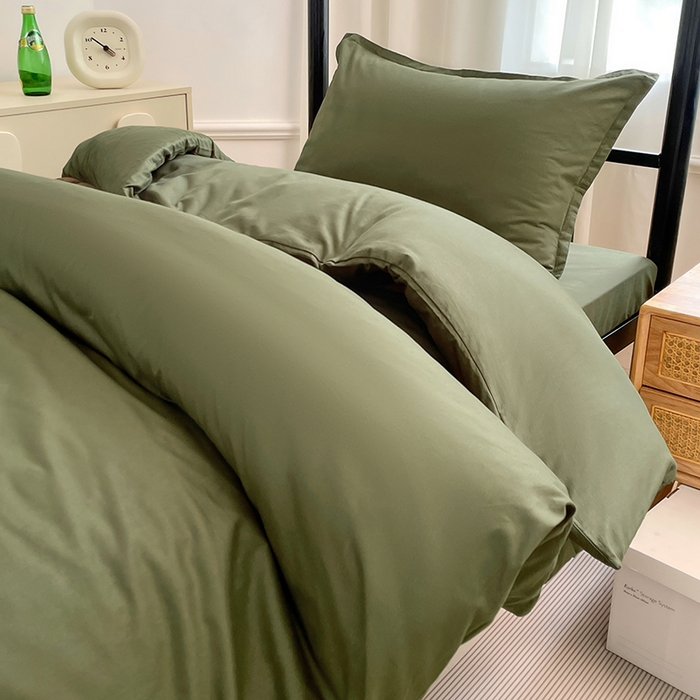 91家纺网 家纺一手货源 找家纺 锦润家纺 2025新款12868全棉纯棉学生宿舍上下铺三件套和六件套 军绿色