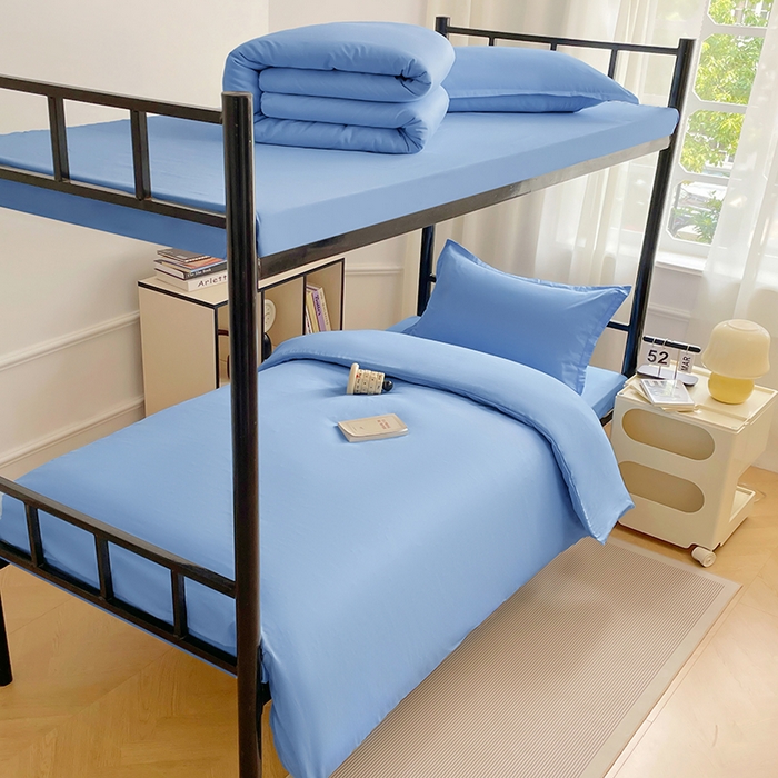 91家纺网 家纺一手货源 找家纺 锦润家纺 2025新款12868全棉纯棉学生宿舍上下铺三件套和六件套 天空蓝