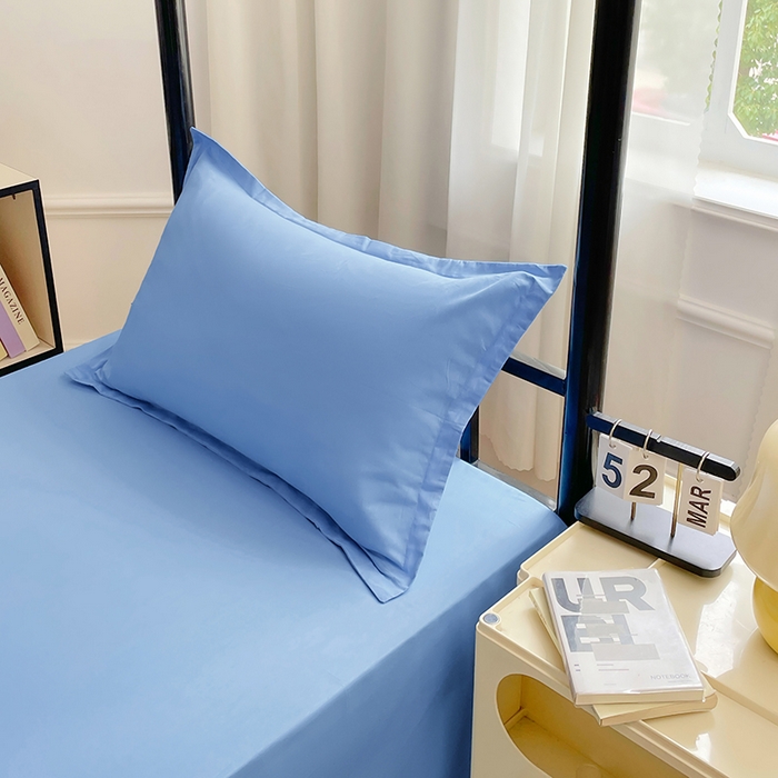 91家纺网 家纺一手货源 找家纺 锦润家纺 2025新款12868全棉纯棉学生宿舍上下铺三件套和六件套 天空蓝