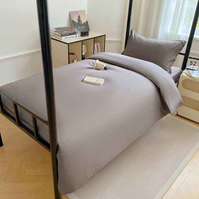 91家纺网 家纺一手货源 找家纺 锦润家纺 2025新款12868全棉纯棉学生宿舍上下铺三件套和六件套 银灰色