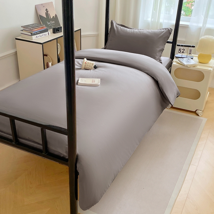 91家纺网 家纺一手货源 找家纺 锦润家纺 2025新款12868全棉纯棉学生宿舍上下铺三件套和六件套 银灰色