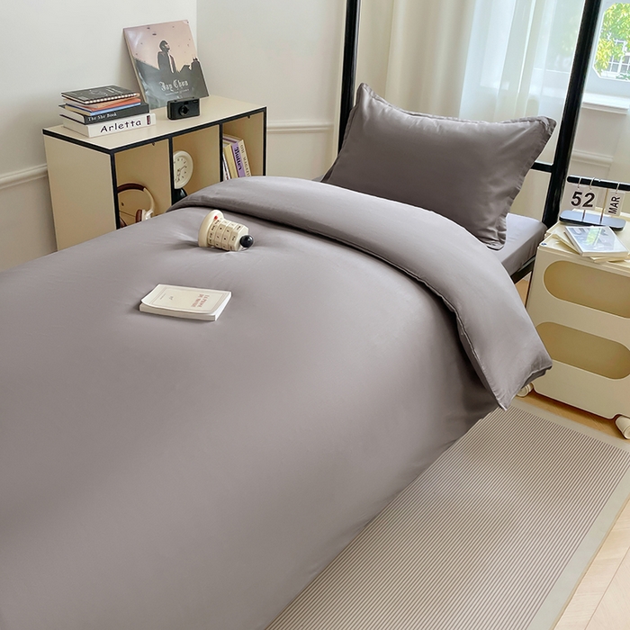 91家纺网 家纺一手货源 找家纺 锦润家纺 2025新款12868全棉纯棉学生宿舍上下铺三件套和六件套 银灰色