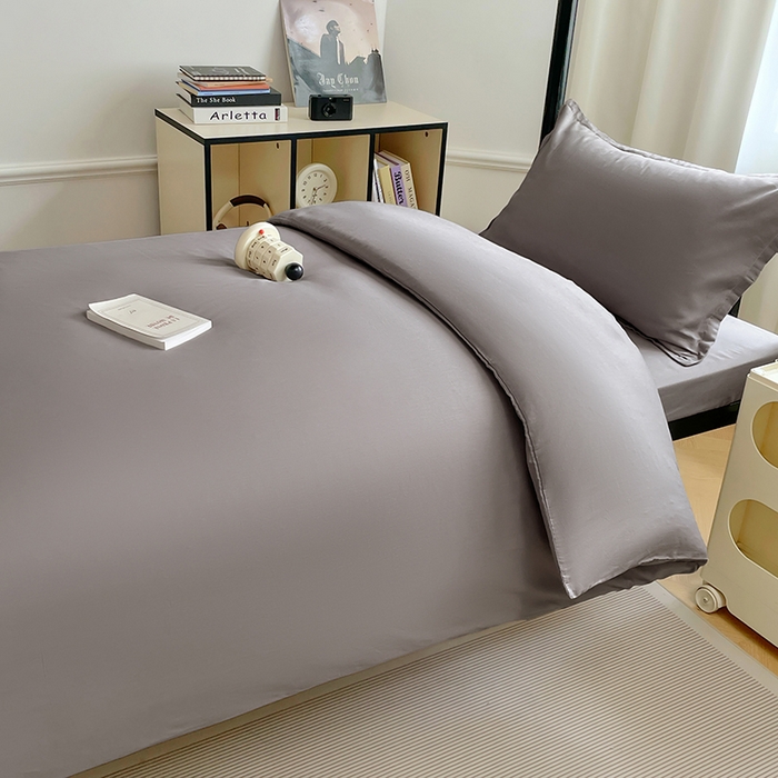 91家纺网 家纺一手货源 找家纺 锦润家纺 2025新款12868全棉纯棉学生宿舍上下铺三件套和六件套 银灰色