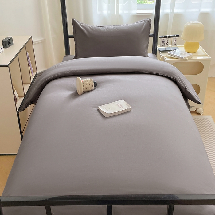91家纺网 家纺一手货源 找家纺 锦润家纺 2025新款12868全棉纯棉学生宿舍上下铺三件套和六件套 银灰色