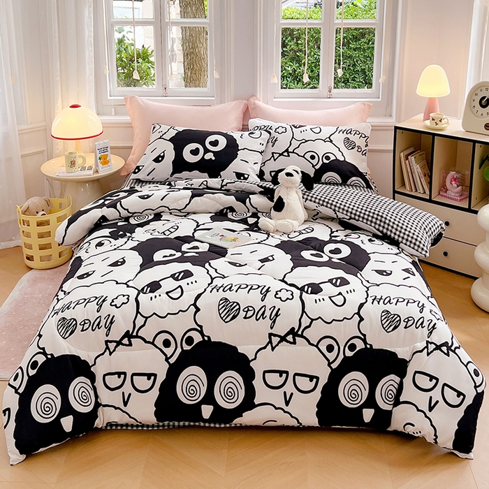 91家纺网 家纺一手货源 找家纺 VIP被业 2025新款冬被学生宿舍印花冬被上下铺多套件 精灵