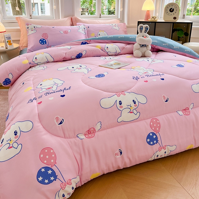 91家纺网 家纺一手货源 找家纺 VIP被业 2025新款冬被学生宿舍印花冬被上下铺多套件 大耳朵