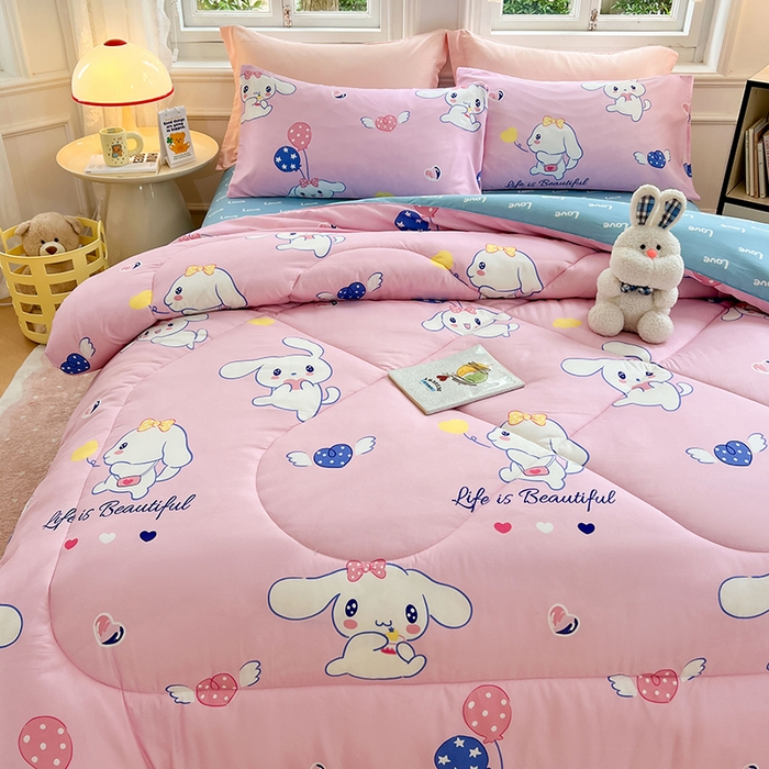 91家纺网 家纺一手货源 找家纺 VIP被业 2025新款冬被学生宿舍印花冬被上下铺多套件 大耳朵