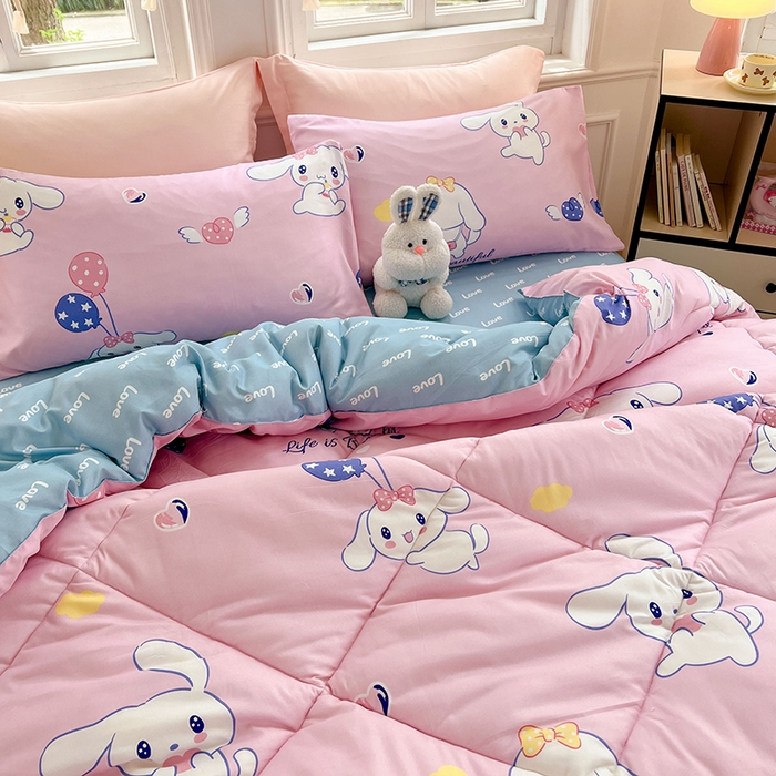 91家纺网 家纺一手货源 找家纺 VIP被业 2025新款冬被学生宿舍印花冬被上下铺多套件 大耳朵