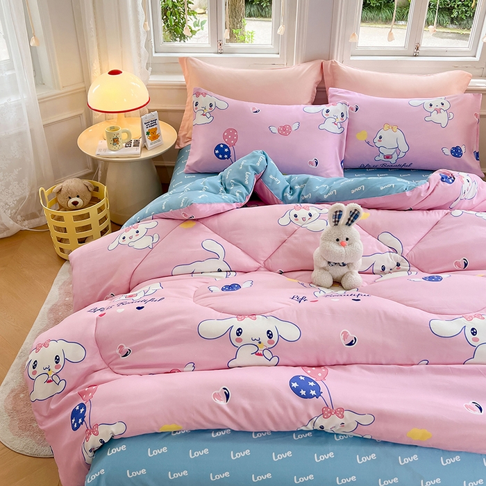 91家纺网 家纺一手货源 找家纺 VIP被业 2025新款冬被学生宿舍印花冬被上下铺多套件 大耳朵