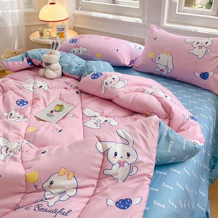 91家纺网 家纺一手货源 找家纺 VIP被业 2025新款冬被学生宿舍印花冬被上下铺多套件 大耳朵