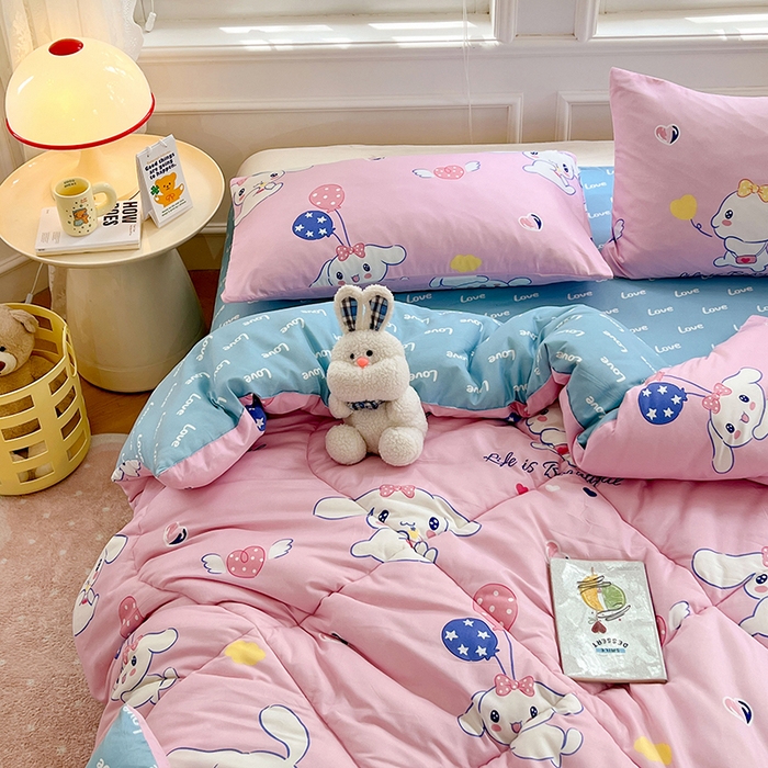 91家纺网 家纺一手货源 找家纺 VIP被业 2025新款冬被学生宿舍印花冬被上下铺多套件 大耳朵