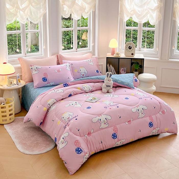 91家纺网 家纺一手货源 找家纺 VIP被业 2025新款冬被学生宿舍印花冬被上下铺多套件 大耳朵