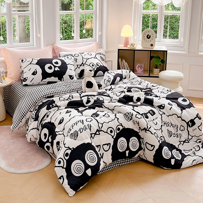 91家纺网 家纺一手货源 找家纺 VIP被业 2025新款冬被学生宿舍印花冬被上下铺多套件 精灵