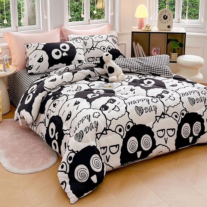 91家纺网 家纺一手货源 找家纺 VIP被业 2025新款冬被学生宿舍印花冬被上下铺多套件 精灵