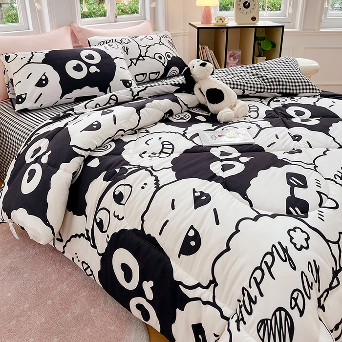 91家纺网 家纺一手货源 找家纺 VIP被业 2025新款冬被学生宿舍印花冬被上下铺多套件 精灵