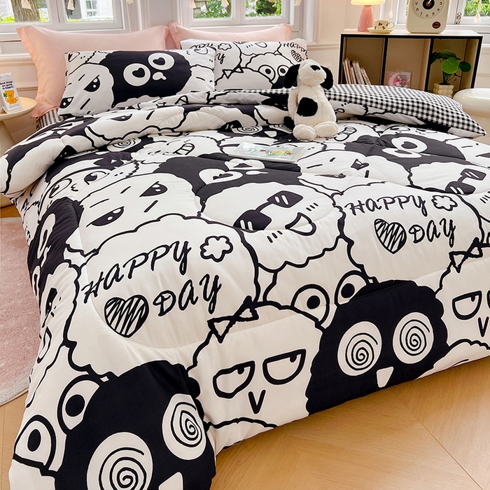 91家纺网 家纺一手货源 找家纺 VIP被业 2025新款冬被学生宿舍印花冬被上下铺多套件 精灵