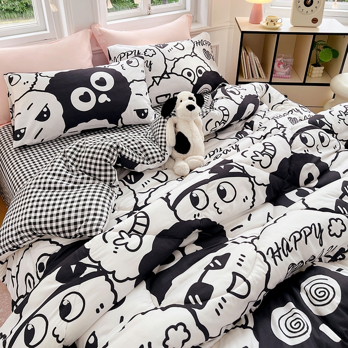 91家纺网 家纺一手货源 找家纺 VIP被业 2025新款冬被学生宿舍印花冬被上下铺多套件 精灵