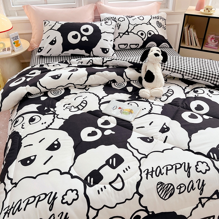 91家纺网 家纺一手货源 找家纺 VIP被业 2025新款冬被学生宿舍印花冬被上下铺多套件 精灵