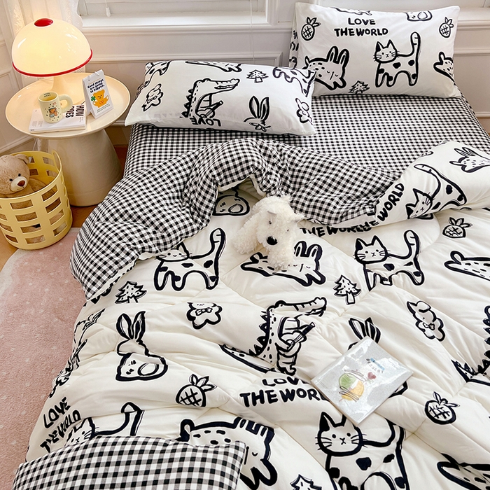 91家纺网 家纺一手货源 找家纺 VIP被业 2025新款冬被学生宿舍印花冬被上下铺多套件 恐龙抗狼