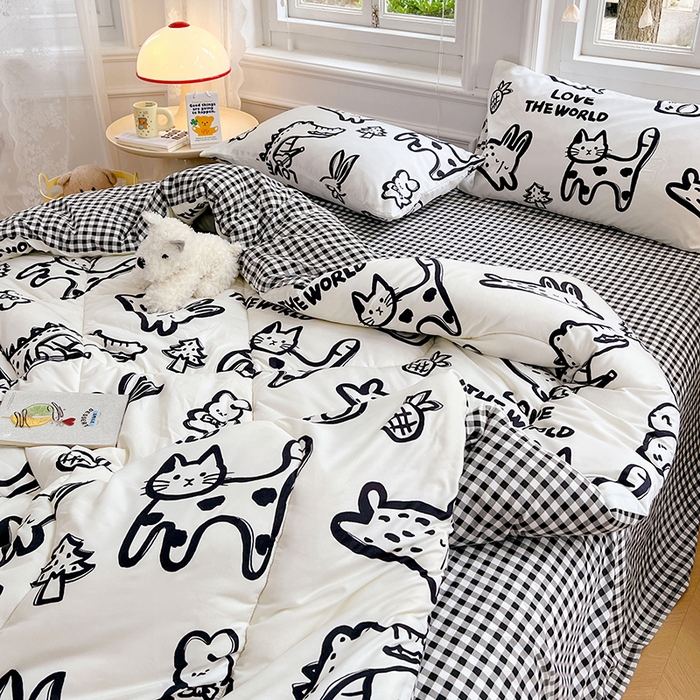 91家纺网 家纺一手货源 找家纺 VIP被业 2025新款冬被学生宿舍印花冬被上下铺多套件 恐龙抗狼