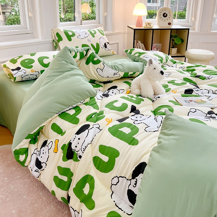 91家纺网 家纺一手货源 找家纺 VIP被业 2025新款冬被学生宿舍印花冬被上下铺多套件 萌犬