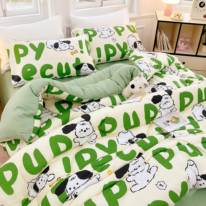 91家纺网 家纺一手货源 找家纺 VIP被业 2025新款冬被学生宿舍印花冬被上下铺多套件 萌犬