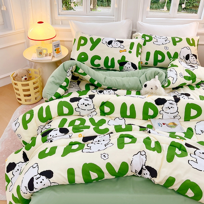 91家纺网 家纺一手货源 找家纺 VIP被业 2025新款冬被学生宿舍印花冬被上下铺多套件 萌犬