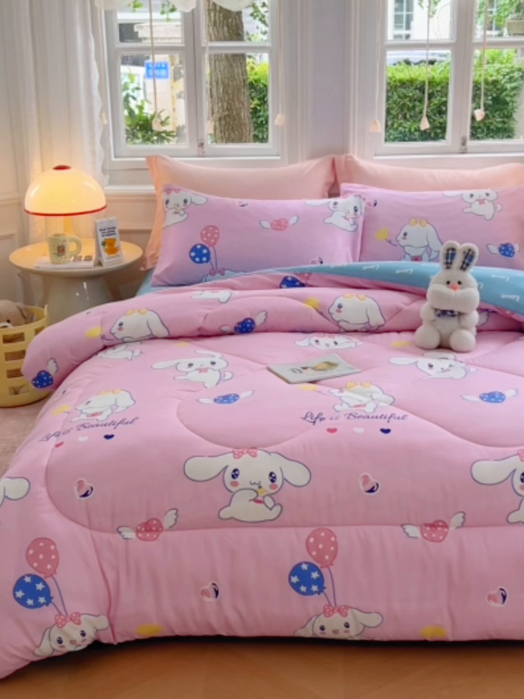 91家纺网 家纺一手货源 找家纺 VIP被业 2025新款冬被学生宿舍印花冬被上下铺多套件 大耳朵